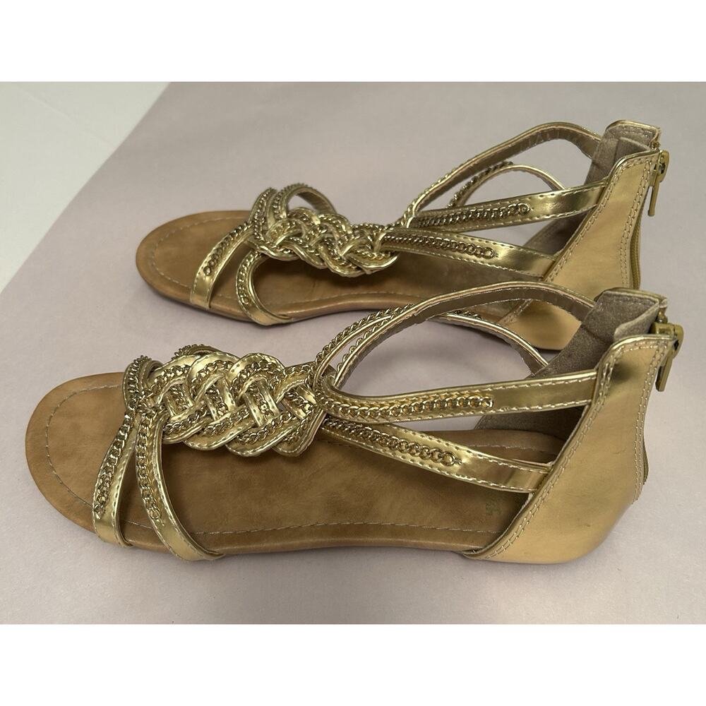 Vintage Y2K Shiekh Gladiator Gold Braided Chain Sandals Size 7 Whimsical Goddess
